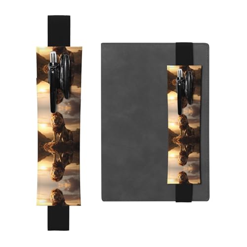 WZYCWB Der König der Löwen bedruckter großer Kapazität PVC-Stifthalter + kreatives Tagebuch Stiftetasche Set mit Gummiband Anti-Rutsch-Design von WZYCWB