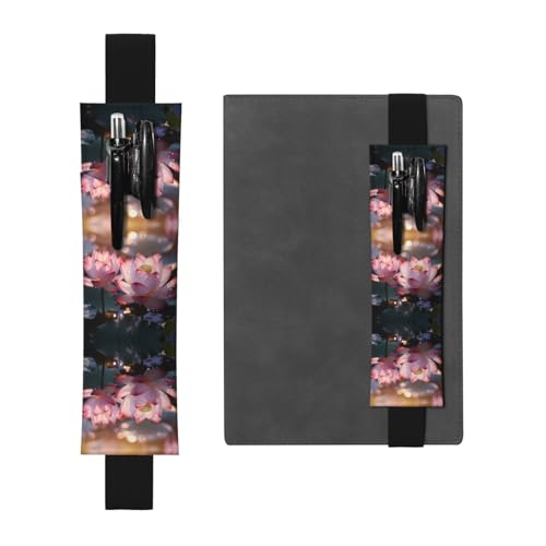 WZYCWB Der Lotus in voller Blüte bedruckter großer Kapazität PVC-Stifthalter + kreatives Tagebuch-Stifttaschen-Set mit Gummiband, Anti-Rutsch-Design von WZYCWB