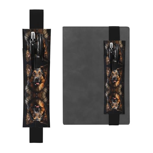 WZYCWB Deutscher Schäferhund bedruckter großer Kapazität PVC-Stifthalter + kreatives Tagebuch Stiftetasche Set mit Gummiband Anti-Rutsch-Design von WZYCWB
