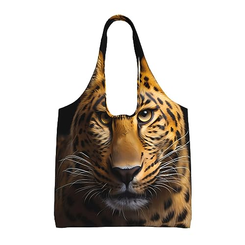 WZYCWB Die einschulterige Canvas-Tasche mit tiefäugigem Leopardenmuster ist für den täglichen Gebrauch geeignet für den täglichen Gebrauch und zum Einkaufen von WZYCWB