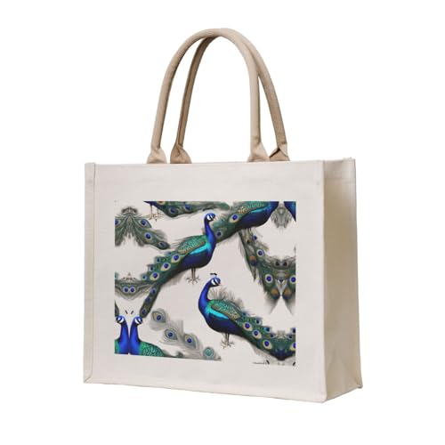 WZYCWB Dreidimensionale Canvas-Tragetasche mit Pfauenmotiv, geeignet für Reisen, Arbeit, Fitness, Camping und Strand WZYCWB Dreidimensionale Canvas-Tragetasche mit Pfauenmotiv, geeignet für Reisen, Arbeit, Fitness, Camping und Strand von WZYCWB