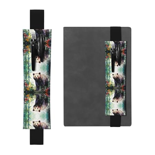 WZYCWB Dschungelbär bedruckter großer PVC-Stifthalter + kreatives Tagebuch-Stifttaschen-Set mit Gummiband, Anti-Rutsch-Design von WZYCWB