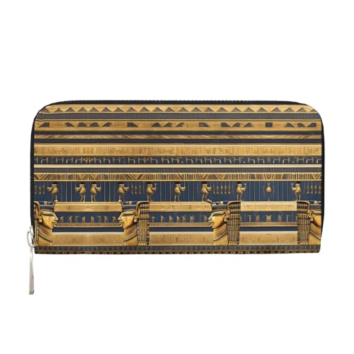 WZYCWB Egyptian Pharaonic Frescoes Printed zippered wallet perfect for travel, business, and everyday wear.Holds cell phones and cash. von WZYCWB