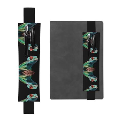 WZYCWB Eidechse auf einem Ast bedruckter großer Kapazität PVC Stifthalter + kreatives Tagebuch Stiftetasche Set mit Gummiband Anti-Rutsch-Design von WZYCWB
