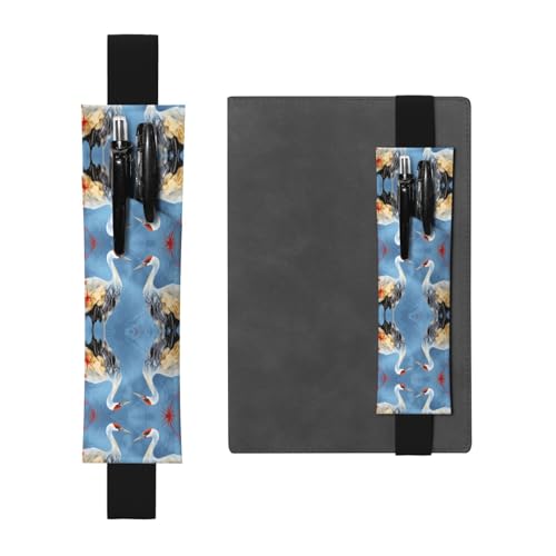 WZYCWB Ein Paar Kranichreiher Bedruckte Große Kapazität PVC Stifthalter + Kreatives Tagebuch Stiftetasche Set mit Gummiband Anti-Rutsch-Design von WZYCWB