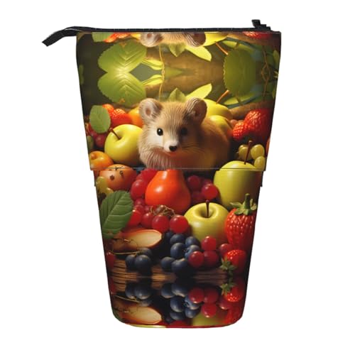 WZYCWB Einziehbarer Stifthalter mit Hamster- und Obstmotiv für Wohnheim oder Büro. von WZYCWB