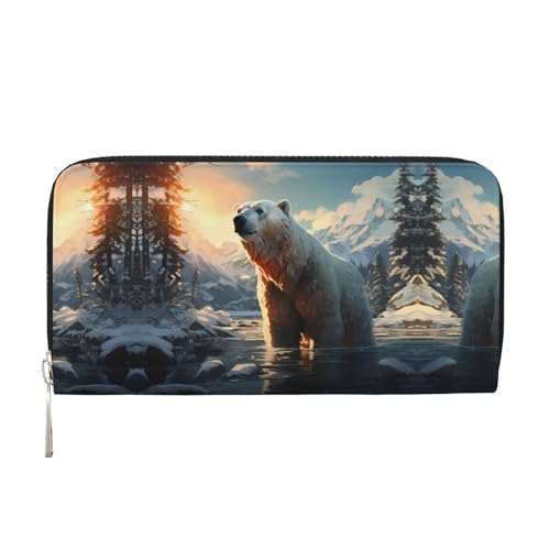 WZYCWB Eisbär im Winter, bedruckte Geldbörse mit Reißverschluss, perfekt für Reisen, Business, und Alltag. Hält Handys und Bargeld. von WZYCWB