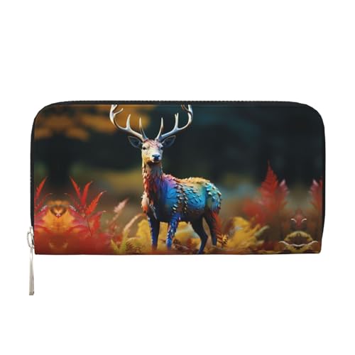 WZYCWB Elch bedruckte Geldbörse mit Reißverschluss, perfekt für Reisen, Business und den Alltag. Hält Handys und Bargeld. von WZYCWB