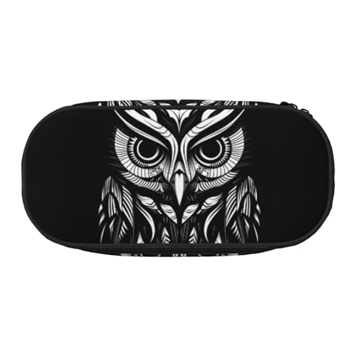 WZYCWB Eule Linie Zeichnung Große Kapazität Bleistift Tasche - Multifunktionale Aufbewahrungsbox, Tragbare und Langlebige Bleistifttasche für Büro und Schulbedarf, Schwarz , Einheitsgröße von WZYCWB