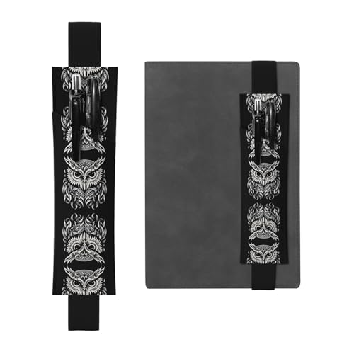 WZYCWB Eule abstrakte Zeichnung gedruckt große Kapazität PVC Stifthalter + kreatives Tagebuch Stiftebeutel Set mit Gummiband Anti-Rutsch-Design von WZYCWB