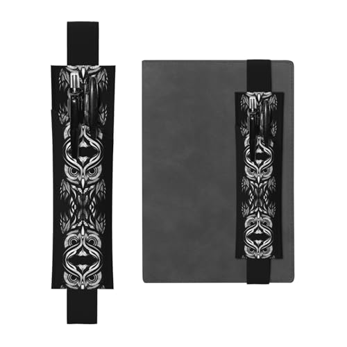 WZYCWB Eulen-Linienzeichnung gedruckt große Kapazität PVC-Stifthalter + kreatives Tagebuch Stiftetasche Set mit Gummiband Anti-Rutsch-Design von WZYCWB