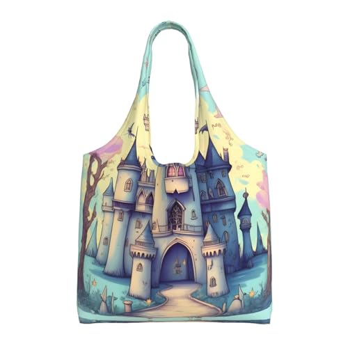 WZYCWB Fairytale Castle bedruckte Leinentasche mit einer Schulter, modische Alltagstasche, geeignet für den täglichen Gebrauch auf Reisen und zum Einkaufen WZYCWB Fairytale Castle bedruckte Leinentasche mit einer Schulter, modische Alltagstasche, geeignet für den täglichen Gebrauch auf Reisen und zum Einkaufen von WZYCWB