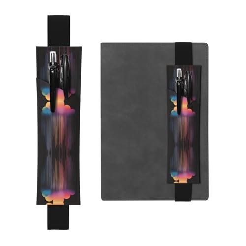 WZYCWB Farbenfroher Regenbogen-Regen-Druck, großer PVC-Stifthalter + kreatives Tagebuch-Stifttaschen-Set mit Gummiband, rutschfestes Design von WZYCWB