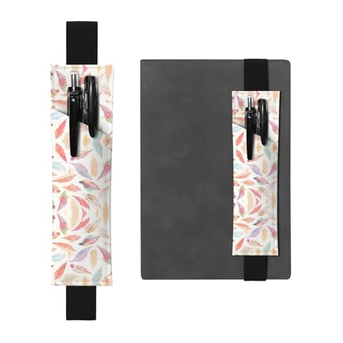 WZYCWB Farbige Federn bedruckt große Kapazität PVC Stifthalter + kreatives Tagebuch Stiftebeutel Set mit Gummiband Anti-Rutsch-Design von WZYCWB