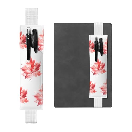 WZYCWB Federmäppchen aus rotem Ahornblatt, PVC-Stifthalter und Stifthalter mit Gummibändern und Lesezeichen sind die beste Geschenkwahl. von WZYCWB