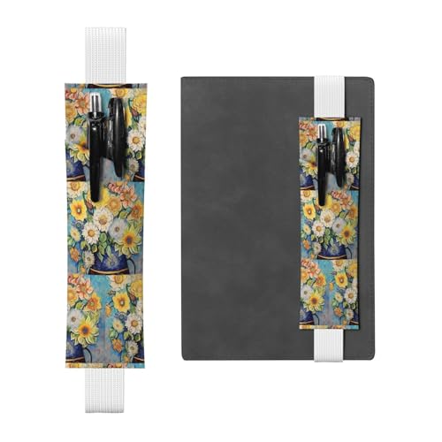 WZYCWB Federmäppchen mit Öl- und Blumenmotiven, PVC-Stifthalter und Stifthalter mit Gummibändern und Lesezeichen sind die beste Geschenkidee., Weiß, One Size von WZYCWB