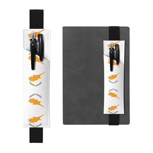 WZYCWB Flagge Zyperns bedruckter großer Kapazität PVC Stifthalter + kreatives Tagebuch Stiftebeutel Set mit Gummiband Anti-Rutsch-Design von WZYCWB