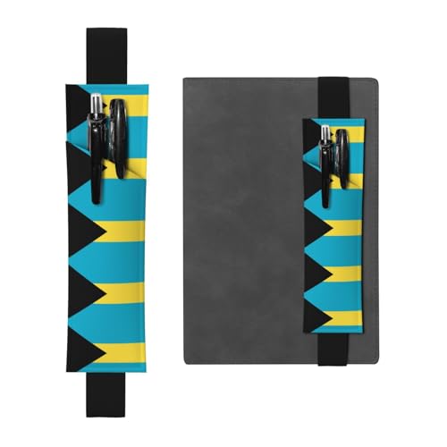 WZYCWB Flagge der Bahamas bedruckter großer Kapazität PVC-Stifthalter + kreatives Tagebuch-Stifttaschen-Set mit Gummiband, Anti-Rutsch-Design von WZYCWB