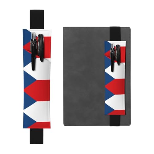 WZYCWB Flagge der Tschechischen Republik bedruckter großer Kapazität PVC-Stifthalter + kreatives Tagebuch-Stifttaschen-Set mit Gummiband, Anti-Rutsch-Design von WZYCWB