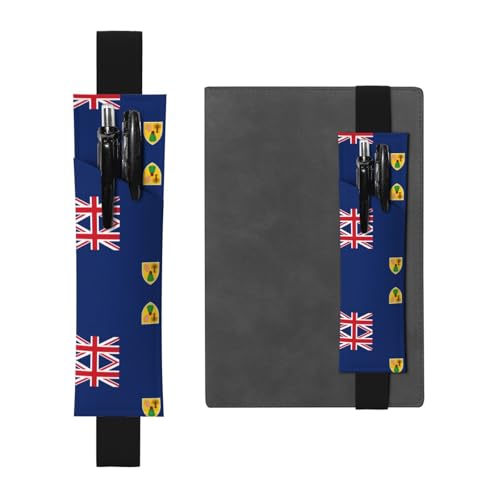 WZYCWB Flagge der Türken- und Caicosinseln, bedruckter großer PVC-Stifthalter + kreatives Tagebuch-Stifttaschen-Set mit Gummiband, Anti-Rutsch-Design von WZYCWB