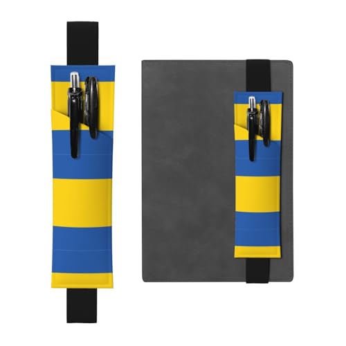 WZYCWB Flagge der Ukraine bedruckter großer Kapazität PVC Stifthalter + kreatives Tagebuch Stiftetasche Set mit Gummiband Anti-Rutsch-Design von WZYCWB