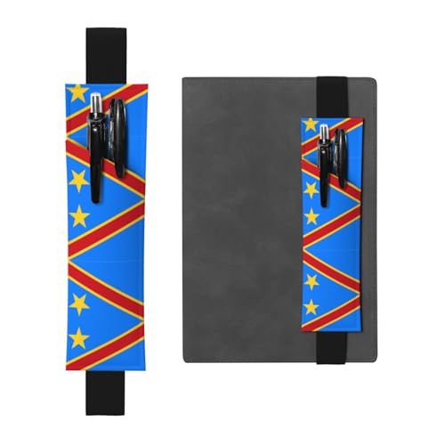 WZYCWB Flagge des Kongo bedruckter großer Kapazität PVC-Stifthalter + kreatives Tagebuch-Stifttaschen-Set mit Gummiband, Anti-Rutsch-Design von WZYCWB