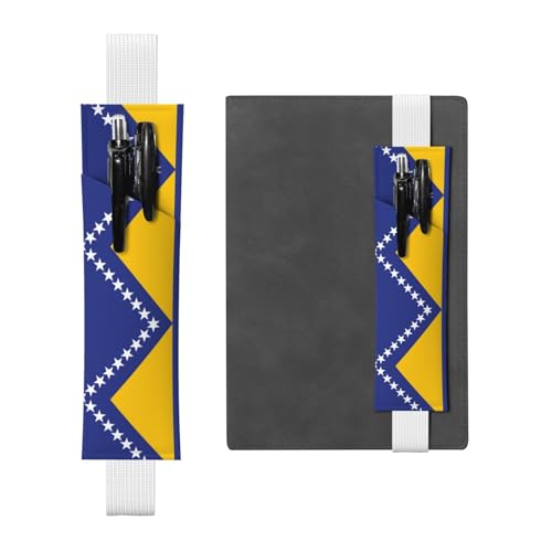 WZYCWB Flagge von Bosnien und Herzegowina Tagebuch Federmäppchen, PVC-Stifthalter und Stifthalter mit Gummibändern und Lesezeichen sind die beste Geschenkwahl. von WZYCWB