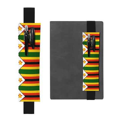 WZYCWB Flagge von Simbabwe bedruckter großer Kapazität PVC-Stifthalter + kreatives Tagebuch Stiftetasche Set mit Gummiband Anti-Rutsch-Design von WZYCWB
