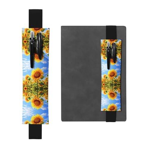 WZYCWB Gedeihende Sonnenblume gedruckt große Kapazität PVC Stifthalter + kreatives Tagebuch Stifttasche Set mit Gummiband Anti-Rutsch-Design von WZYCWB