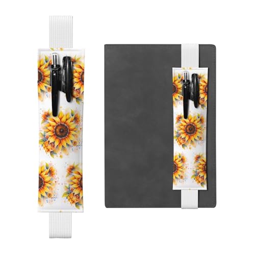 WZYCWB Gelbe Sonnenblume in Öl-Tagebuch, PVC-Stifthalter und Stifthalter mit Gummibändern und Lesezeichen sind die beste Geschenkidee. von WZYCWB