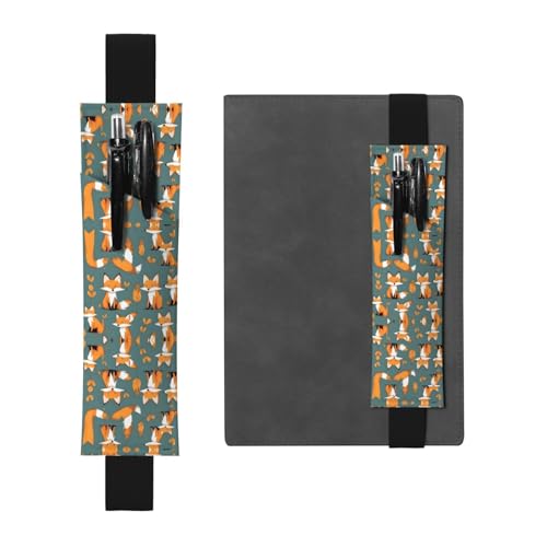 WZYCWB Gelber Fuchs bedruckter großer PVC-Stifthalter + kreatives Tagebuch-Stifttaschen-Set mit Gummiband, Anti-Rutsch-Design von WZYCWB