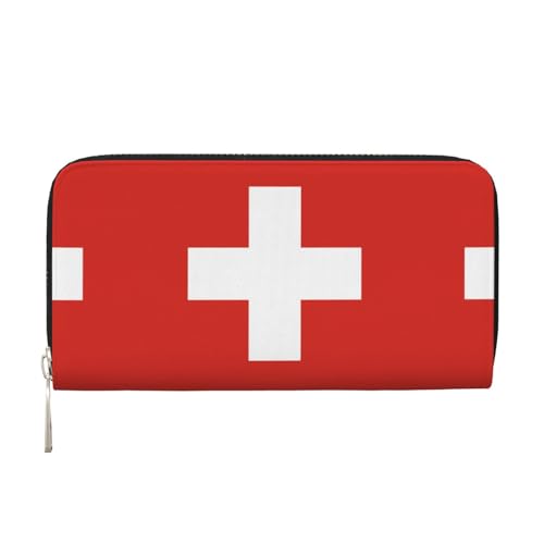 WZYCWB Geldbörse mit Schweizer Flagge, bedruckt, mit Reißverschluss, perfekt für Reisen, Business und den Alltag. Hält Handys und Bargeld. von WZYCWB