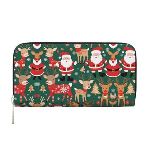 WZYCWB Geldbörse mit Weihnachtsmann und Weihnachtsmotiv bedruckt, mit Reißverschluss, perfekt für Reisen, Business, und Alltag. Hält Handys und Bargeld. von WZYCWB