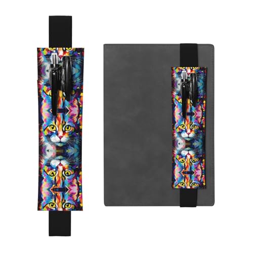 WZYCWB Gemalte Katzen bedruckte große Kapazität PVC-Stifthalter + kreatives Tagebuch Stiftetasche Set mit Gummiband Anti-Rutsch-Design von WZYCWB