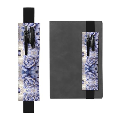 WZYCWB Gemalte Pfingstrosen bedruckte große Kapazität PVC Stifthalter + kreatives Tagebuch Stiftetasche Set mit Gummiband Anti-Rutsch-Design von WZYCWB