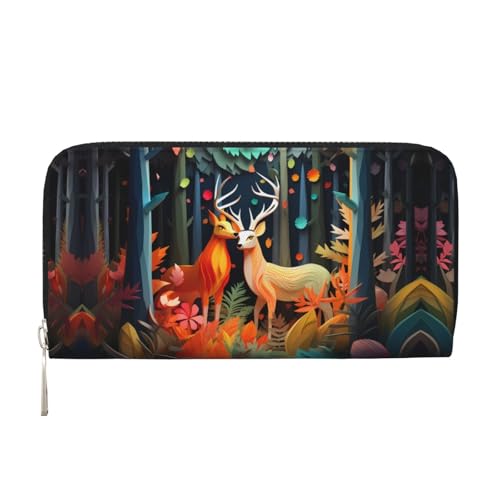 WZYCWB Gemaltes Hirsch bedruckte Geldbörse mit Reißverschluss, perfekt für Reisen, Business und den Alltag. Hält Handys und Bargeld. von WZYCWB