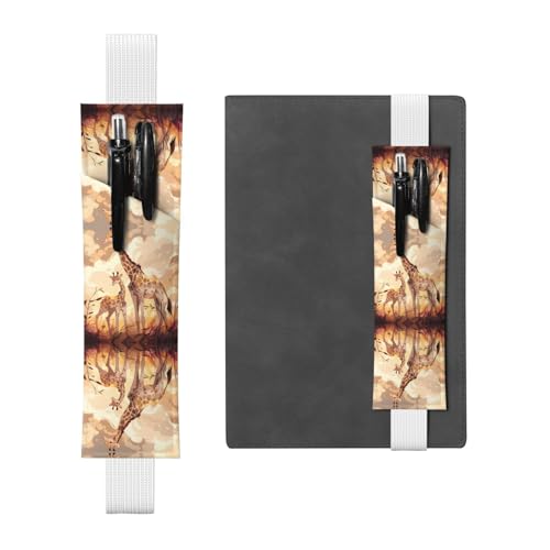 WZYCWB Giraffe Mutter und Kind Leder Stifthalter Lesezeichen Verstellbarer Leder Stifthalter Perfekt für Schulanfang Weihnachtsgeschenke von WZYCWB