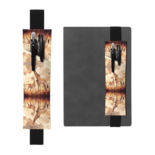 WZYCWB Giraffe Mutter und Kind gedruckt Große Kapazität PVC Stifthalter + Kreatives Tagebuch Stifttasche Set mit Gummiband Anti-Rutsch-Design von WZYCWB