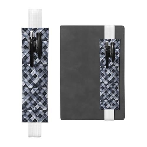WZYCWB Grau-weiß karierte Stoff-Tagebuch-Federmäppchen, PVC-Stifthalter und Stifthalter mit Gummibändern und Lesezeichen sind die beste Geschenkidee. von WZYCWB