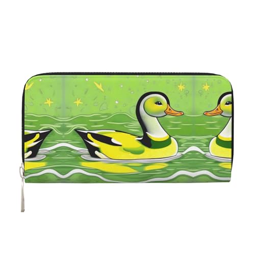 WZYCWB Green Duck bedruckte Geldbörse mit Reißverschluss, perfekt für Reisen, Business und den Alltag. Hält Handys und Bargeld. von WZYCWB