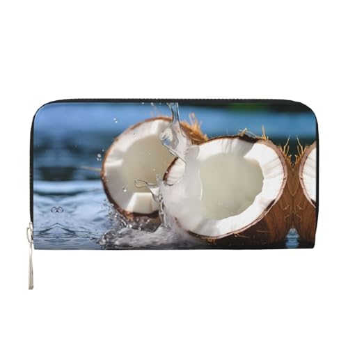 WZYCWB Große Kokosnuss-bedruckte Geldbörse mit Reißverschluss, perfekt für Reisen, Business und den Alltag. Hält Handys und Bargeld. von WZYCWB
