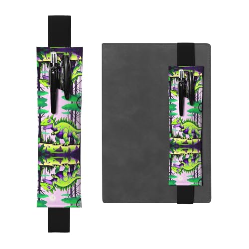 WZYCWB Grüner Dinosaurier-bedruckter großer PVC-Stifthalter + kreatives Tagebuch-Stifttaschen-Set mit Gummiband, Anti-Rutsch-Design von WZYCWB