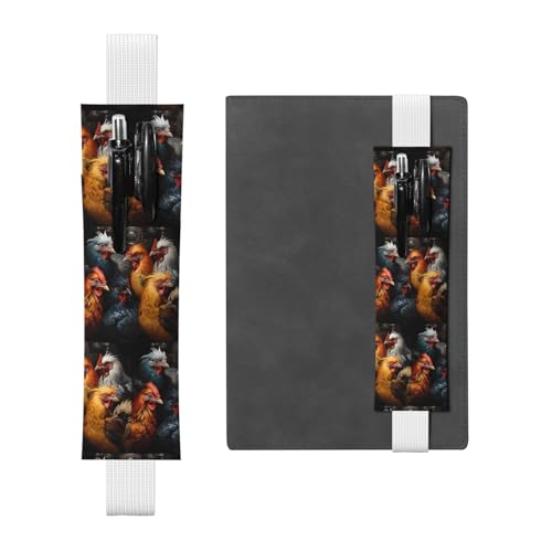 WZYCWB Hahn in vielen Farben gekleidet. Tagebuch-Federmäppchen, PVC-Stifthalter und Stifthalter mit Gummibändern und Lesezeichen sind die beste Geschenkidee. von WZYCWB
