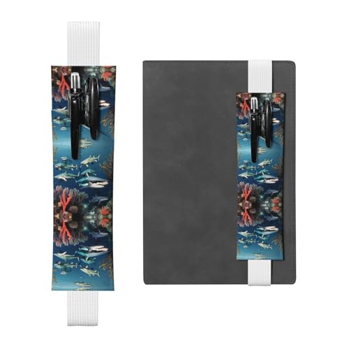 WZYCWB Haie unter dem Meer Tagebuch Federmäppchen, PVC-Stifthalter und Stifthalter mit Gummibändern und Lesezeichen sind die beste Geschenkwahl. von WZYCWB