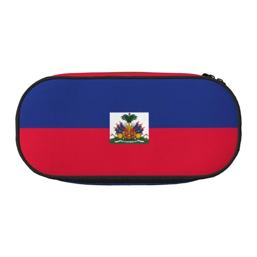 WZYCWB Haitianische Flagge Große Kapazität Federmäppchen - Multifunktionale Aufbewahrungsbox, Tragbare und langlebige Bleistifttasche für Büro- und Schulbedarf, Schwarz , Einheitsgröße, Kosmetikkoffer von WZYCWB
