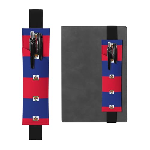 WZYCWB Haitianische Flagge gedruckt große Kapazität PVC Stifthalter + kreatives Tagebuch Stifttasche Set mit Gummiband Anti-Rutsch-Design von WZYCWB