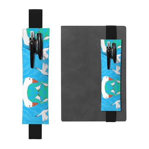 WZYCWB Happy White Goose bedruckter großer PVC-Stifthalter + kreatives Tagebuch-Stifttaschen-Set mit Gummiband, Anti-Rutsch-Design von WZYCWB