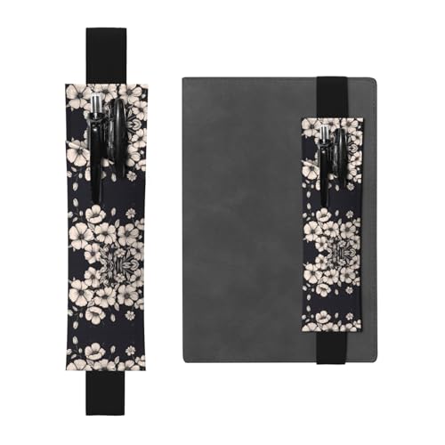 WZYCWB Hellrosa Blumen gedruckt große Kapazität PVC Stifthalter + kreatives Tagebuch Stifttasche Set mit Gummiband Anti-Rutsch-Design von WZYCWB