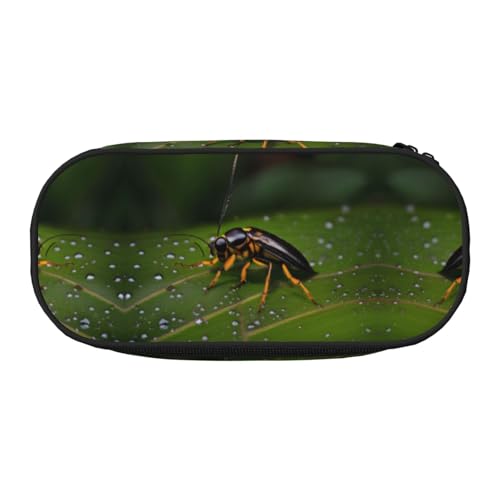 WZYCWB Insekten auf Blättern Große Kapazität Federmäppchen - Multifunktionale Aufbewahrungsbox, tragbare und langlebige Bleistifttasche für Büro- und Schulbedarf, Schwarz , Einheitsgröße von WZYCWB