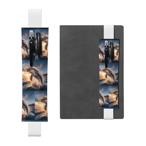 WZYCWB Jumping Dolphin Diary Federmäppchen, PVC-Stifthalter und Stifthalter mit Gummibändern und Lesezeichen sind die beste Geschenkwahl., Weiß, One Size von WZYCWB